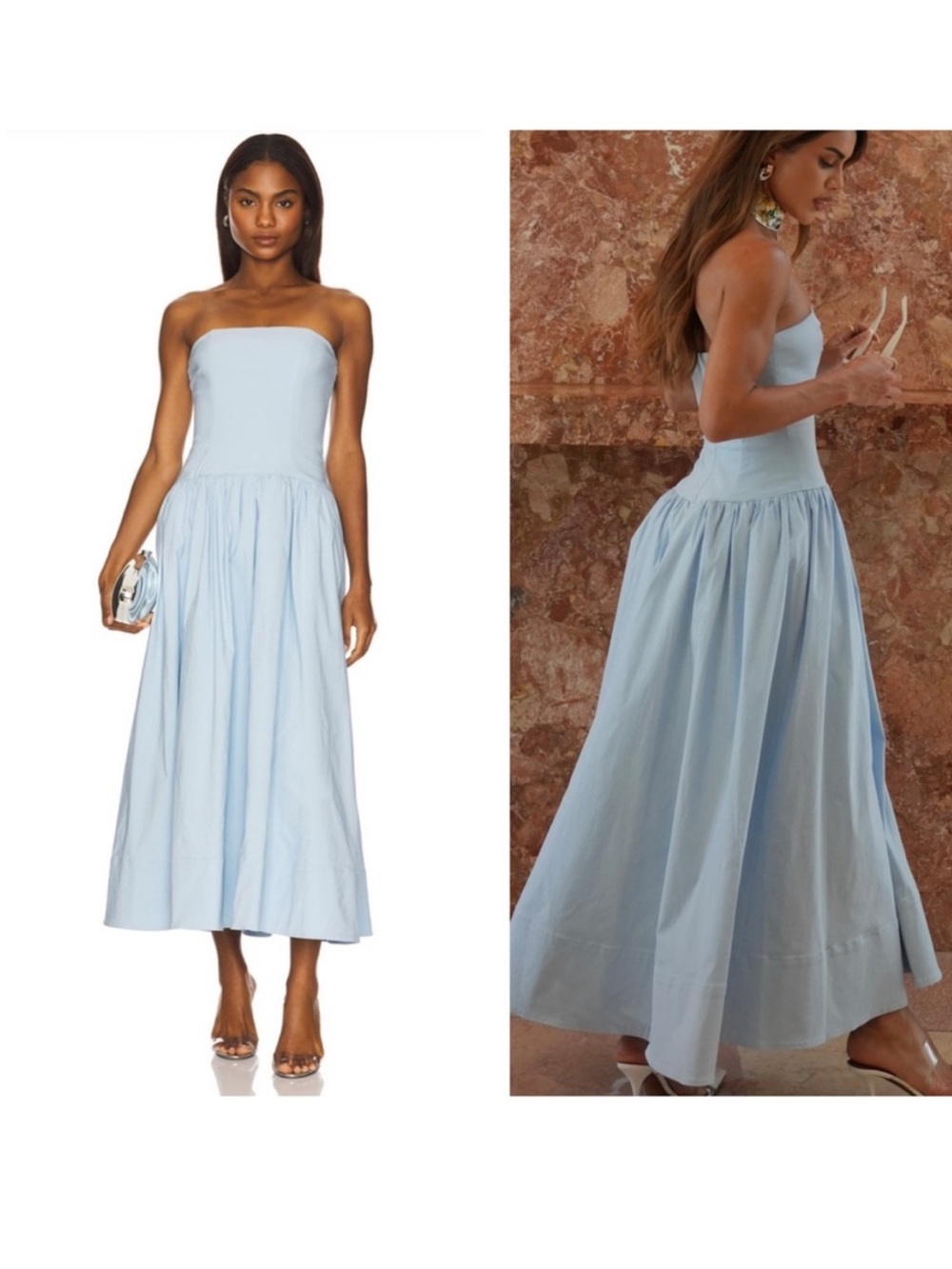 Camila Coelho Tomasia Midi Dress in Chalk Blue size small NEW